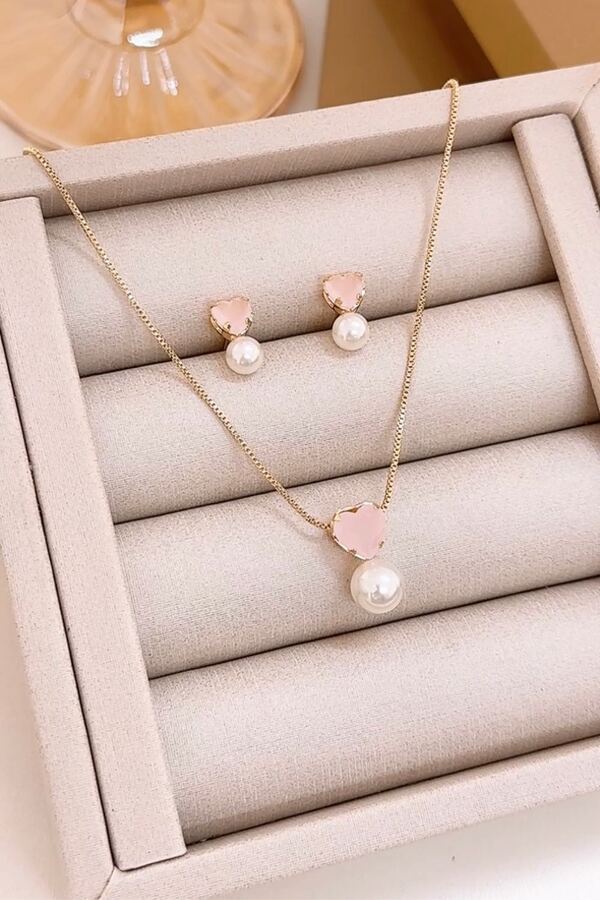 Conjunto Rosa Quartzo & Pérola